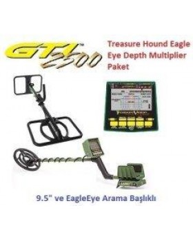 Garrett GTI 2500 Define Dedektörü Treasure Hound Eagle Eye Depth Multiplier Paket (9,5 inch ve EagleEye Başlık)