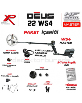 XP DEUS DEDEKTÖR - 22,5 cm HF BAŞLIK , WS4 MASTER KULAKLIK - 0553 571 26 26
