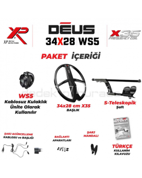 XP DEUS DEDEKTÖR - 34x28cm X35 BAŞLIK VE  WS5 KULAKLIK - 0553 571 26 26