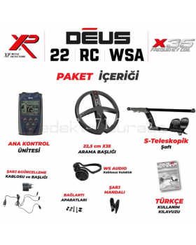 XP DEUS - 22,5cm X35 BAŞLIK , ANA KONTROL ÜNİTESİ (RC) , WSAUDIO KULAKLIK - FULL PAKET - 0553 571 26 26