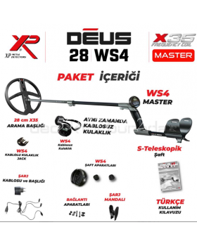 XP DEUS DEDEKTÖR 28 CM X35 BAŞLIK , WS4 KULAKLIK